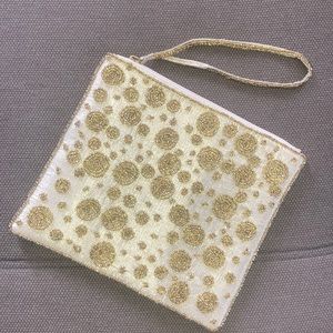 Gold Beaded Clutch Purse